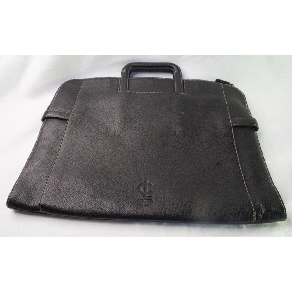 Vintage Coach 5152 Black Pebbled Leather Briefcase Laptop Portfolio Bag CLC